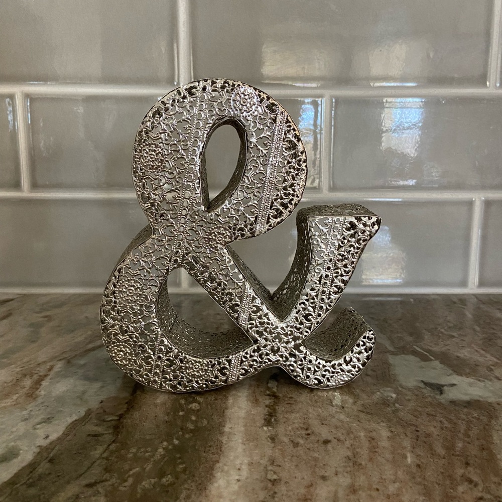 Textured Silver Ampersand Sculpture
